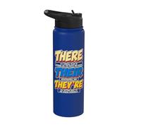 There Their They're Funny Grammar English Teacher Humor Stainless Steel Insulated Water Bottle