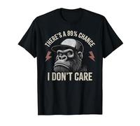 There's A 99% Percent Chance I Don’t Care Funny Monkey T-Shirt, Men, Black, Large