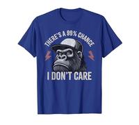 There's A 99% Percent Chance I Don’t Care Funny Monkey T-Shirt, Men, Royal Blue, Medium