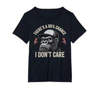 There's A 99% Percent Chance I Don’t Care Funny Monkey T-Shirt, Women's Plus, Black, 5X
