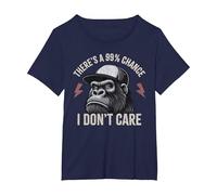 There's A 99% Percent Chance I Don’t Care Funny Monkey T-Shirt, Women's Plus, Navy Blue, 1X
