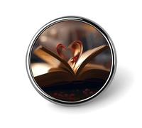 There's A Heart in The Book Brooch Pins Premium Alloy Non-Tarnish Clothing Badge Exquisite Burr-Free Dress Ornament, Fashion Elegant Daily Wear Safety Push Pin for Decor & Ideal Gifts