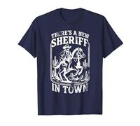 There's a New Sheriff in Town Cowboy Edition T-Shirt, Men, Navy Blue, Small