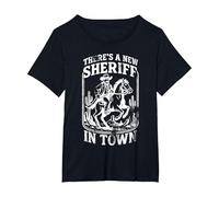 There's a New Sheriff in Town Cowboy Edition T-Shirt, Women's Plus, Black, 2X