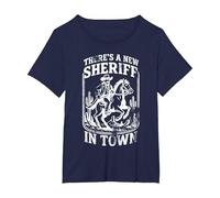 There's a New Sheriff in Town Cowboy Edition T-Shirt, Women's Plus, Navy Blue, 2X