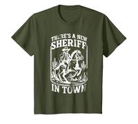 There's a New Sheriff in Town Cowboy Edition T-Shirt, Youth, Olive Green, 4T