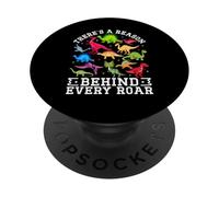 There's A Reason Behind Every Roar Cute Dinosaur SPED Autism PopSockets Adhesive PopGrip