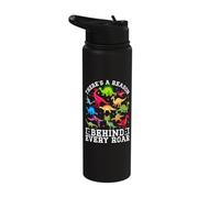 There's A Reason Behind Every Roar Cute Dinosaur SPED Autism Stainless Steel Insulated Water Bottle