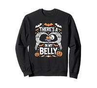 There's A Skelly in My Belly Cute Halloween Pregnancy Saying Sweatshirt