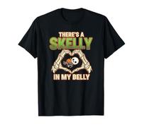 There's A Skelly in My Belly Cute Halloween Pregnancy Saying T-Shirt