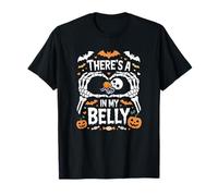 There's A Skelly in My Belly Cute Halloween Pregnancy Saying T-Shirt
