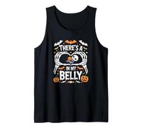 There's A Skelly in My Belly Cute Halloween Pregnancy Saying Tank Top