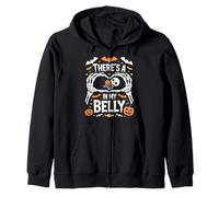 There's A Skelly in My Belly Cute Halloween Pregnancy Saying Zip Hoodie