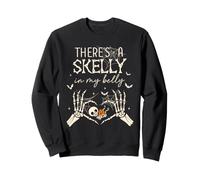 There's A Skelly In My Belly Funny Halloween Pregnancy Women Sweatshirt