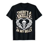 There's A Skelly in My Belly Funny Halloween Pregnancy Women T-Shirt