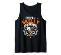 There's A Skelly in My Belly Funny Halloween Tank Top