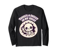 Theres A Skelly in My Belly Halloween Kawaii Long Sleeve T-Shirt