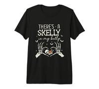 There's A Skelly in My Belly Halloween Pregnancy Premium T-Shirt