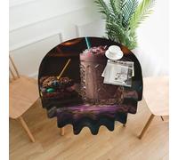 There'S Candy In The Milkshake Printed Round Tablecloth,Dust-Proof Wrinkle Resistant Table Cover Washable Polyester Table Cloth For Kitchen Dining Room Farmhouse Picnic Indoor Outdoor(Round 60 Inch)