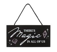 There's Magic in All of Us Witchy Hanging Sign - Mystical Home Decor with Moon and Stars, Handcrafted Wooden Plaque for Witches, Spiritual Gift, 12 Inches