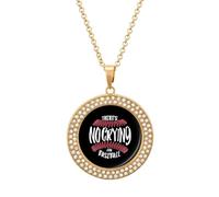 There's No Crying In Baseball Fashion Necklace Chain Round Graphic Pendant with Diamond Jewellery Golden-style