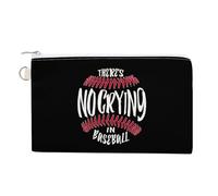 There's No Crying in Baseball Portable Canvas Coin Purse Fashion Pencil Case Travel Makeup Bag