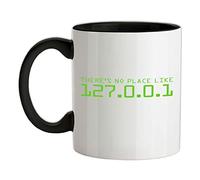 There's No Place Like 127.0.0.1-11oz - Ceramic Two-Tone Mug for Coffee/Tea - Black/White - One Size