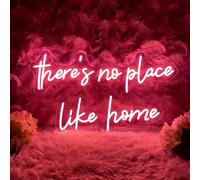 There's No Place Like Home Neon Sign Pink LED Wall Decor for Bedroom & Living Room USB Powered Dimmable Home Quote Light, Housewarming Gift for New Homeowners