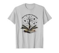 Theres No Such Thing As Too Many Books Reading Art T-Shirt, Men, Silver, L