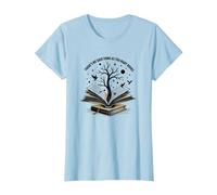 Theres No Such Thing As Too Many Books Reading Art T-Shirt, Women, Baby Blue, XXL