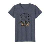 Theres No Such Thing As Too Many Books Reading Art T-Shirt, Women, Heather Blue, M
