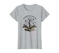 Theres No Such Thing As Too Many Books Reading Art T-Shirt, Women, Heather Grey, L