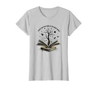 Theres No Such Thing As Too Many Books Reading Art T-Shirt, Women, Silver, XL