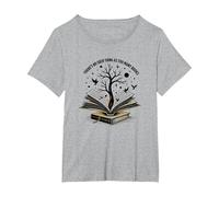 Theres No Such Thing As Too Many Books Reading Art T-Shirt, Women's Plus, Heather Grey, 3X