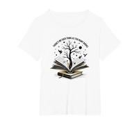 Theres No Such Thing As Too Many Books Reading Art T-Shirt, Women's Plus, White, 6X