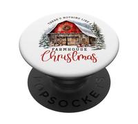 There's Nothing Like A Farmhouse Christmas Red Barn Holiday PopSockets Adhesive PopGrip