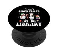 Theres Snow Place Like The Library Funny Librarian Christmas PopSockets Adhesive PopGrip
