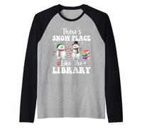Theres Snow Place Like The Library Funny Librarian Christmas Raglan Baseball Tee