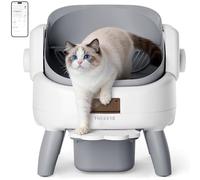 Thereye Automatic Litter Box, Open-Top Self Cleaning Litter Box with Entry Step, 11 Safety Protections & App Control, 10L Waste Bin with Odor Control Smart Cat Litter Box with Trash Bags/Litter Mat