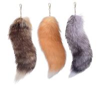 Therian Fox Tail, 3 Pcs Therian Tail, Long Fox with Clasp, Halloween Soft Fluffy Keychain, Hanging Tails for Women Adult Handbag Backpack