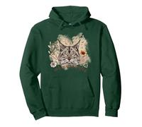 Therian Lynx Pullover Hoodie, Adult Unisex, Dark Green, Small