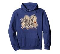 Therian Lynx Pullover Hoodie, Adult Unisex, Navy Blue, XX-Large