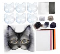 Therian Mask Set, Therian Mask Kit with Wool Strip, Faux Therian Mask, Therian Cat Mask, DIY Paint Therian Mask for Cosplay