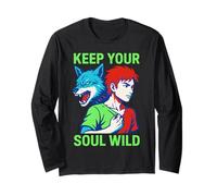 Therian Pride Keep Your Soul Wild Vintage Womens Wolf Long Sleeve T-Shirt