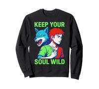 Therian Pride Keep Your Soul Wild Vintage Womens Wolf Sweatshirt