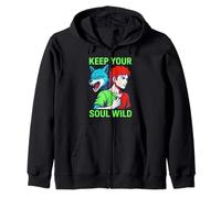 Therian Pride Keep Your Soul Wild Vintage Womens Wolf Zip Hoodie