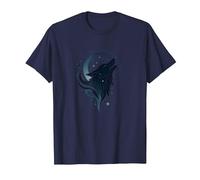 Therian Spirit Animal Inside: Mystical Wolf Howl T-Shirt, Men, Navy, L