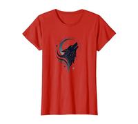 Therian Spirit Animal Inside: Mystical Wolf Howl T-Shirt, Women, Red, S
