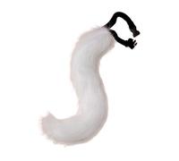 Therian Tail Bendable Fox Tail with Metal Skeleton Adjustable Furry Multipurpose Wolf for Cosplay Halloween Christmas Party Costume One Size White