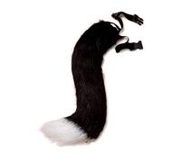 Therian Tail Bendable Fox Tail with Metal Skeleton Adjustable Furry Multipurpose Wolf for Cosplay Halloween Christmas Party Costume One Size (Black+White)